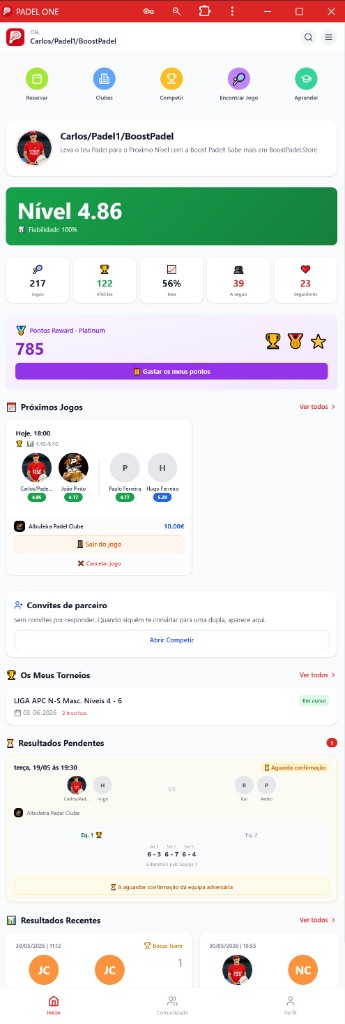 PADEL ONE - App do Jogador